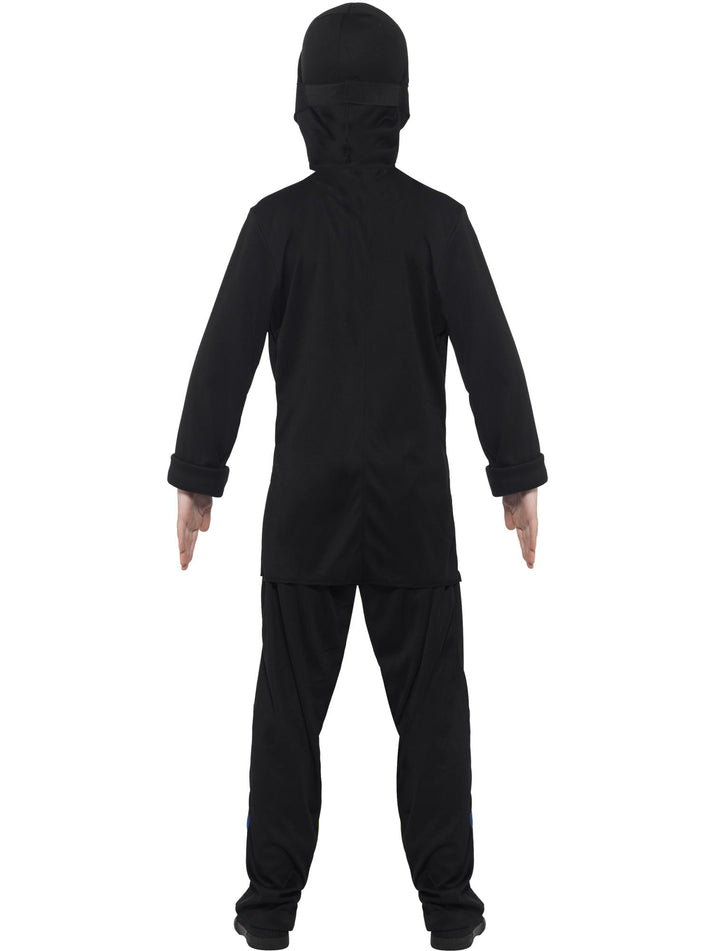 Ninja Assassin Costume Kids Black Blue Top and Trousers Black Hood and Mask 3