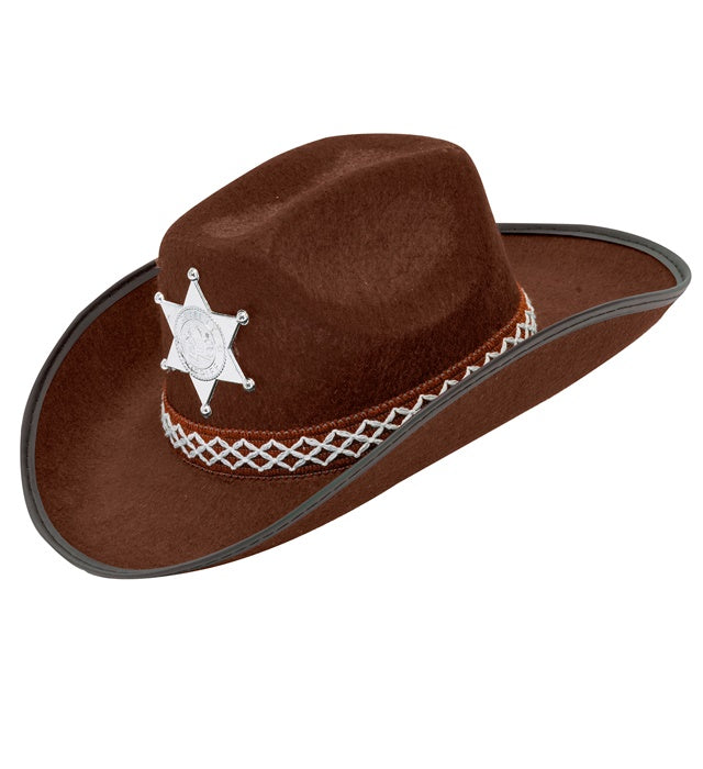 Brown Cowboy Hat With Sheriff Star Child Size