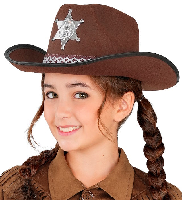 Brown Cowboy Hat With Sheriff Star Child Size