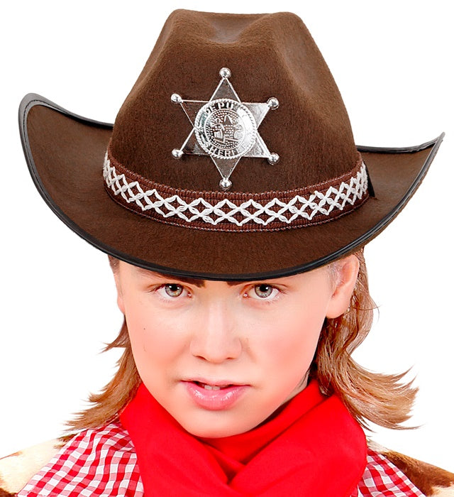Brown Cowboy Hat With Sheriff Star Child Size