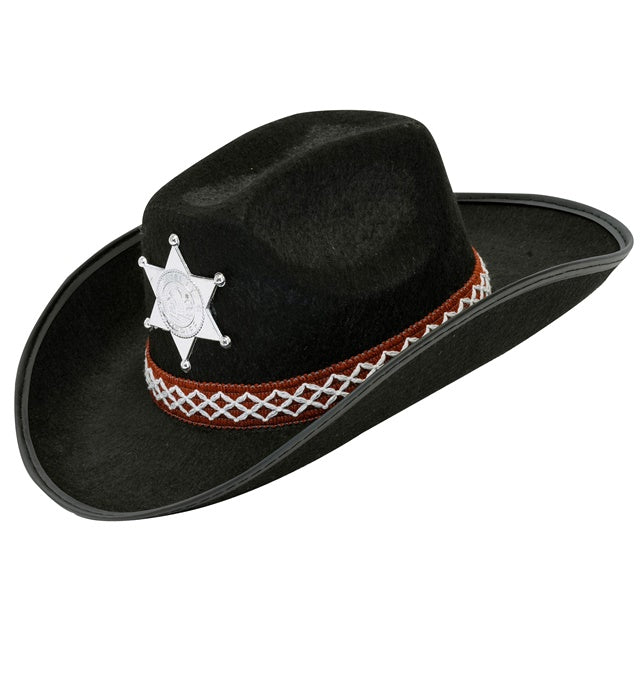 Black Cowboy Hat With Sheriff Star Child Size
