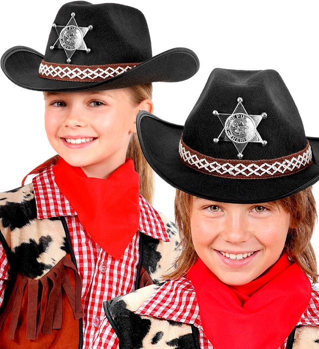 Black Cowboy Hat With Sheriff Star Child Size
