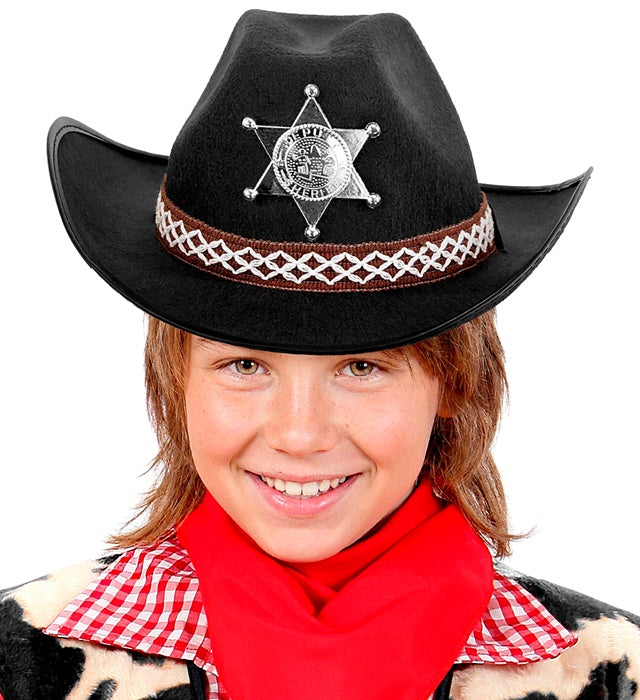 Black Cowboy Hat With Sheriff Star Child Size