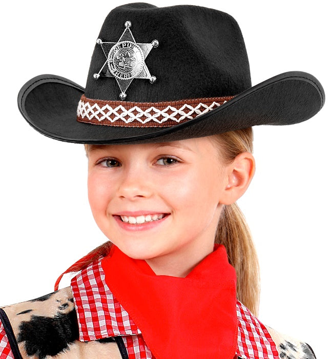 Black Cowboy Hat With Sheriff Star Child Size