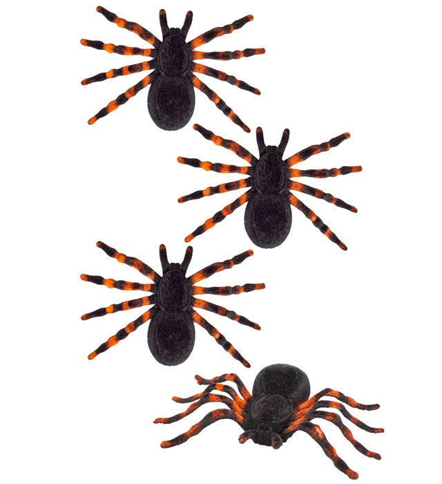 Set Of 4 Flocked Tarantulas 7 Cm