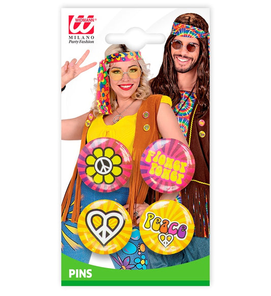 Set Of 4 Hippie Pins