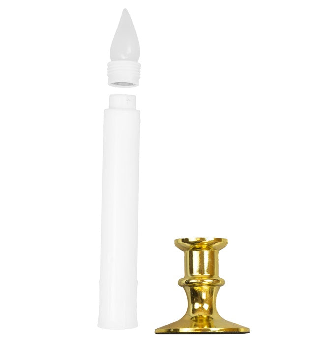 Set Of 6 White Flickering Led Candles With Timer 23 Cm