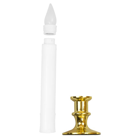 Set Of 6 White Flickering Led Candles With Timer 23 Cm