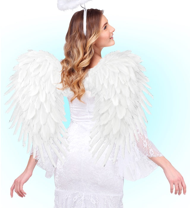 White Foldable Feather Wings 80X60 Cm