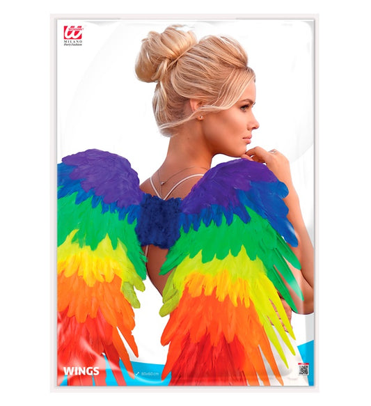 Rainbow Foldable Feather Wings 80X60 Cm