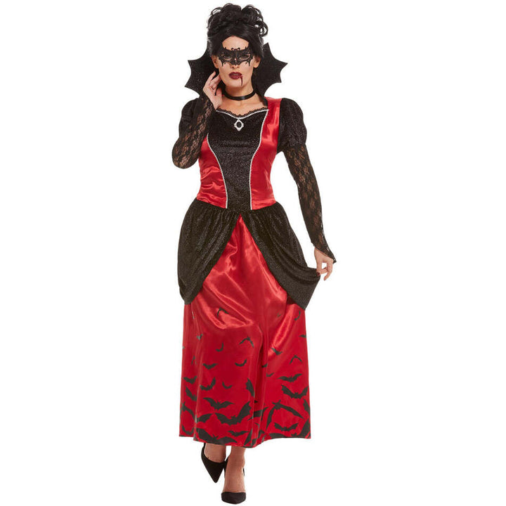 Gothic Vampiress Costume Adult Black and Red Dress and Black Eyemask 1