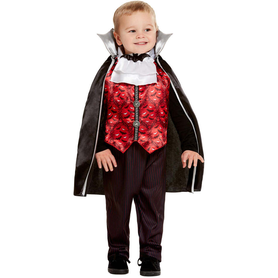 Toddler Vampire Costume Red Top Black Trousers and Cape 1
