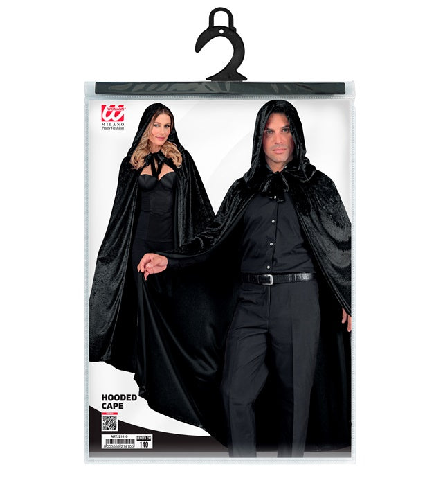 Black Velvet Hooded Cape 140 Cm 