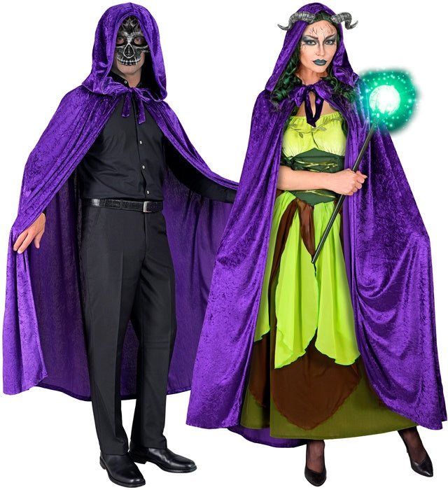 Purple Velvet Hooded Cape 140 Cm 