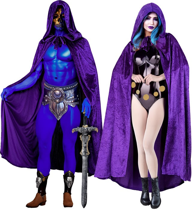 Purple Velvet Hooded Cape 140 Cm 