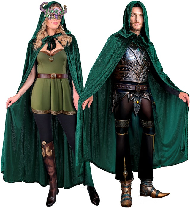 Green Velvet Hooded Cape 140 Cm 