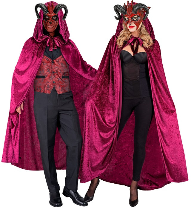 Burgundy Velvet Hooded Cape 140 Cm 