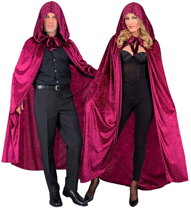 Burgundy Velvet Hooded Cape 140 Cm 