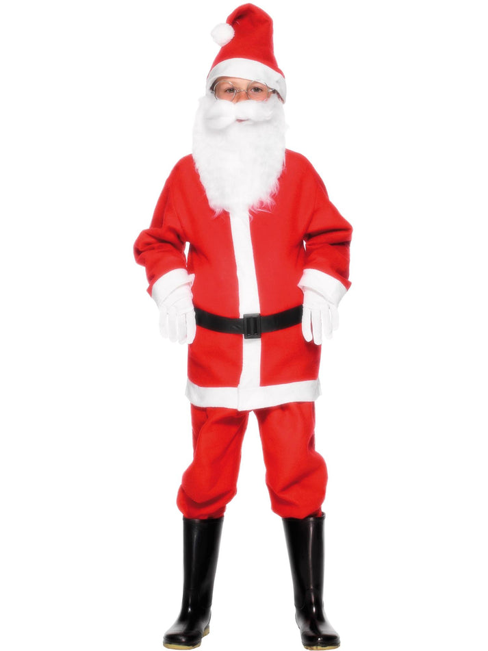 Santa Boy Costume Red and White Jacket Trousers Hat and Black Belt