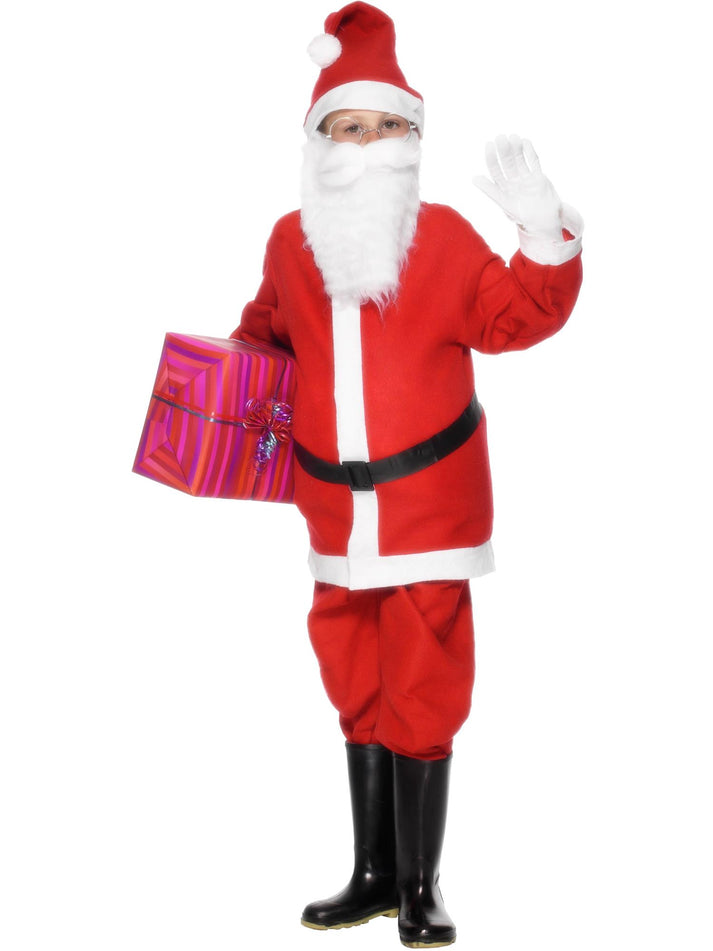 Santa Boy Costume Red and White Jacket Trousers Hat and Black Belt 1