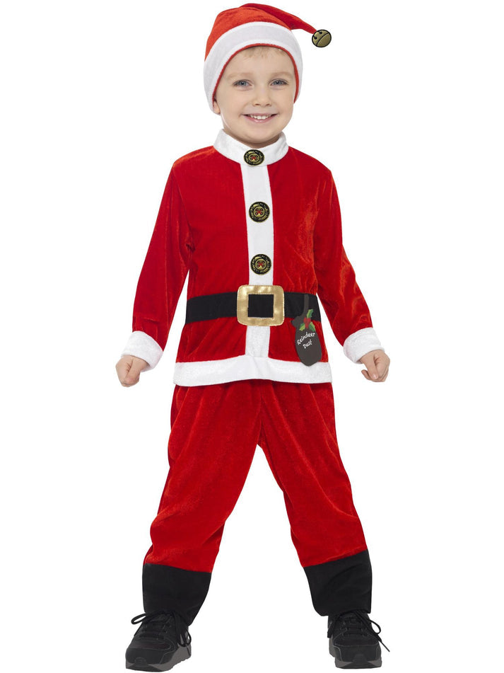 Santa Toddler Costume Kids Red White Jumpsuit and Hat