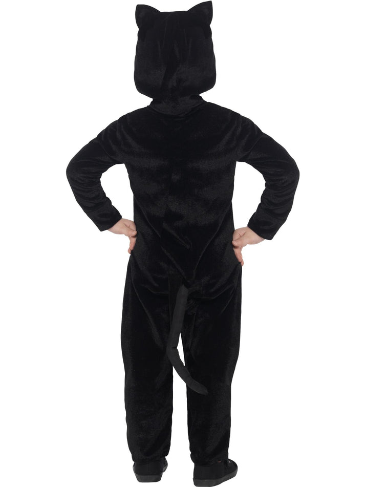 Cat Toddler Costume Black Hooded Jumpsuit with 3D Printed Eyes