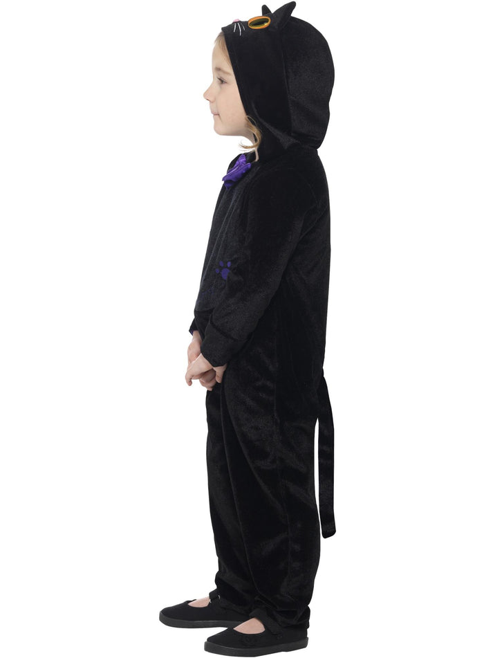 Cat Toddler Costume Black Hooded Jumpsuit with 3D Printed Eyes