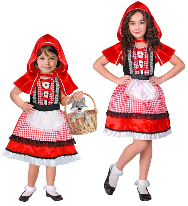 Red Capelet  Dress With Apron, Hooded Capelet 
