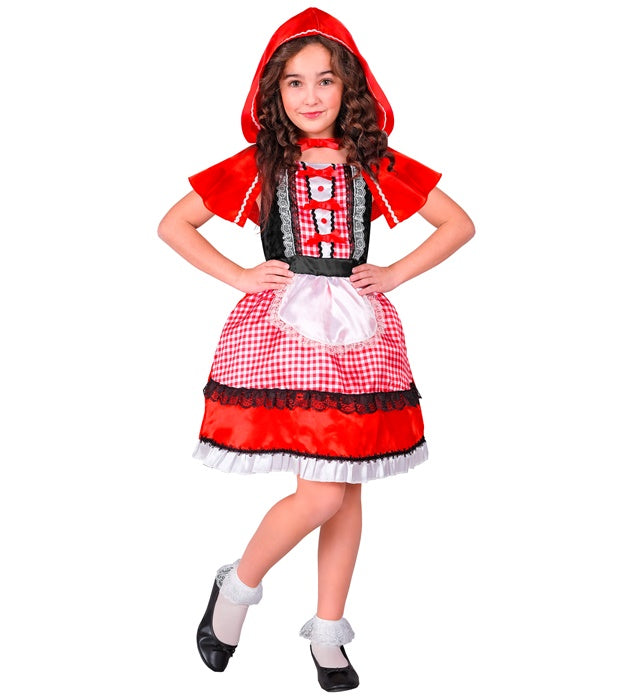 Red Capelet  Dress With Apron, Hooded Capelet 