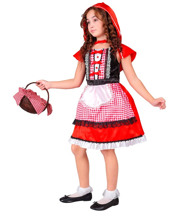 Red Capelet  Dress With Apron, Hooded Capelet 