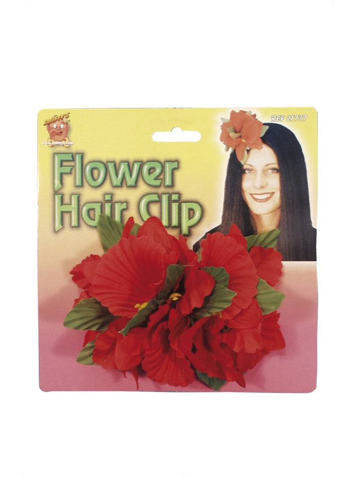 Hawaiian Flower Hair Clip Red Adult Costume Accessory 2