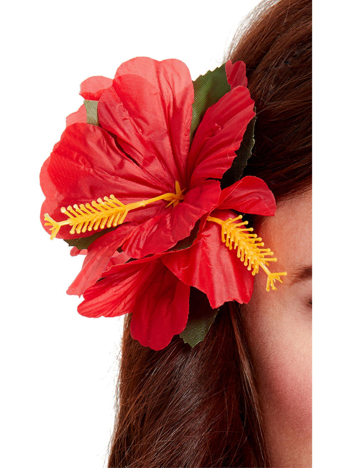 Hawaiian Flower Hair Clip Red Adult Costume Accessory 1