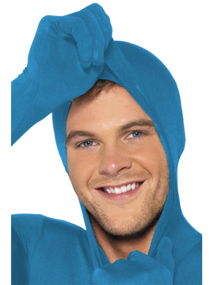 Second Skin Suit Adult Blue with Bumbag Concealed Fly and Under Chin Opening