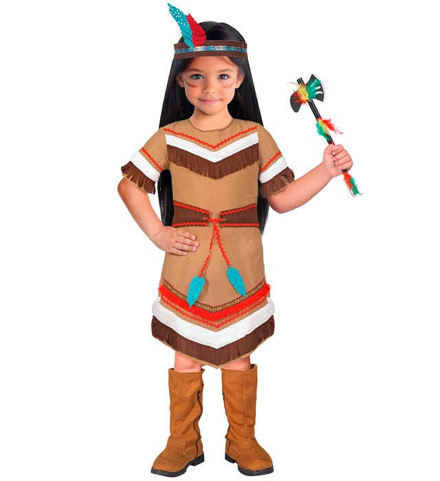 Native Indian  Dress With Belt, Headband With Feathers 