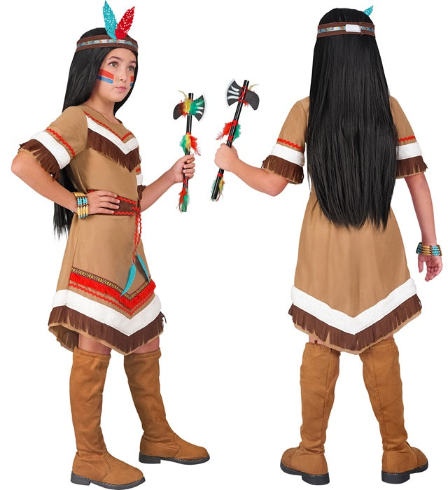 Native Indian  Dress With Belt, Headband With Feathers 