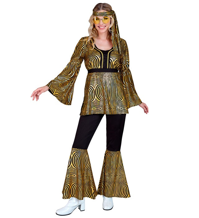 The 70S Disco Style - Golden Waves  Shirt, Pants, Headband 