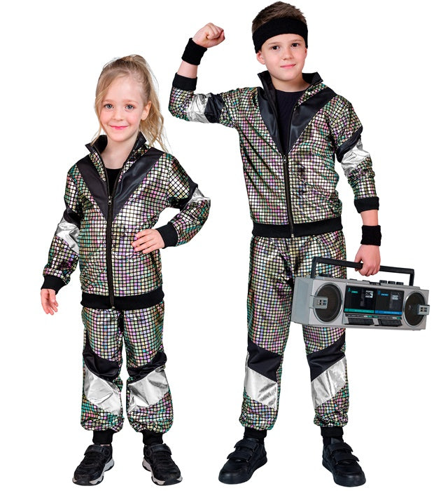 80'S Multicolor Reflective Shell Suit  Jacket, Pants 
