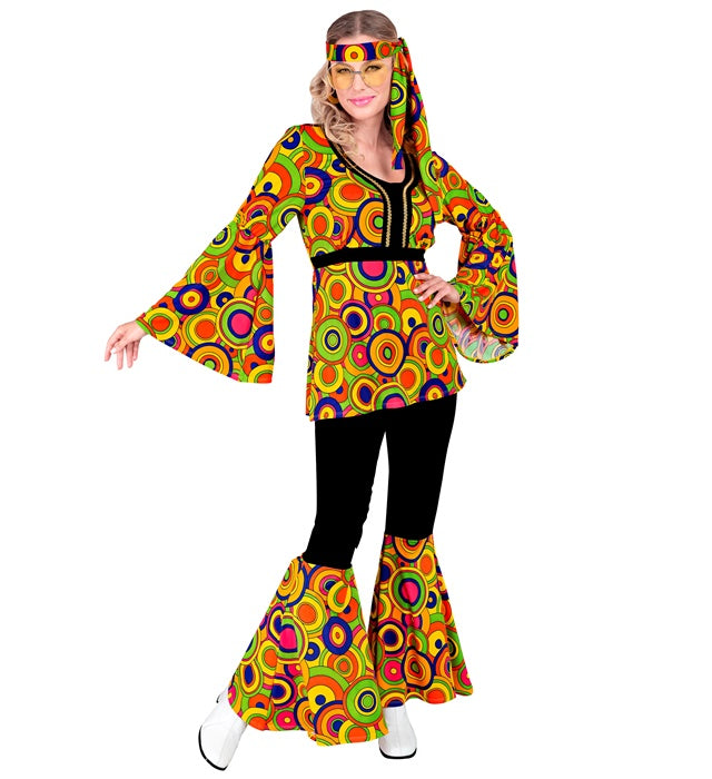 The 70S Groovy Style - Yellow Circles  Shirt, Pants, Headband 