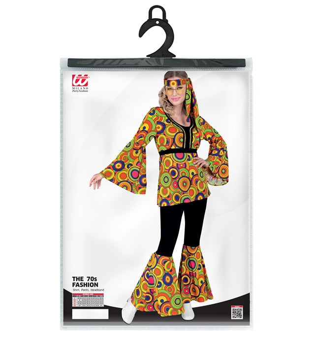 The 70S Groovy Style - Yellow Circles  Shirt, Pants, Headband 