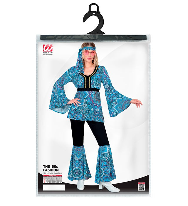The 60S Fashion - Blue Mandala  Shirt, Pants, Headband 