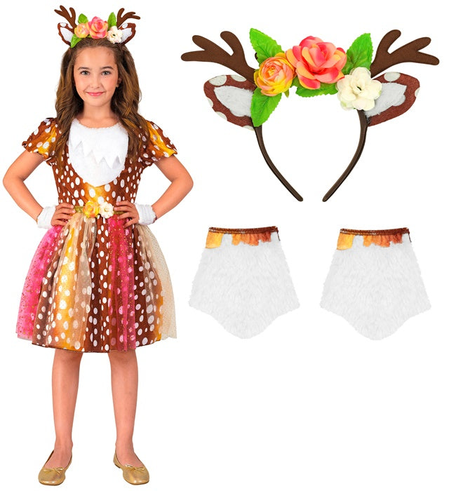 Reindeer  Dress, Headpiece, Fingerless Gloves 