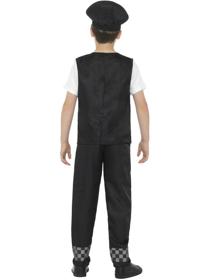 Cop Costume Kids Black White Top Trousers and Hat 3