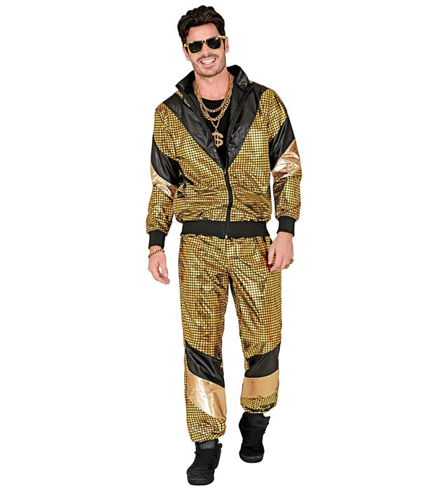 80'S Gold Reflective Shell Suit  Jacket, Pants 