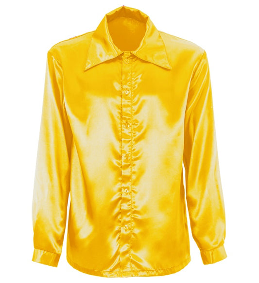 Satin Yellow 70S Disco Shirt