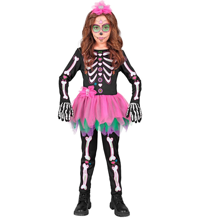 Skelton  Jumpsuit With Tutu, Skull Bow Headband 