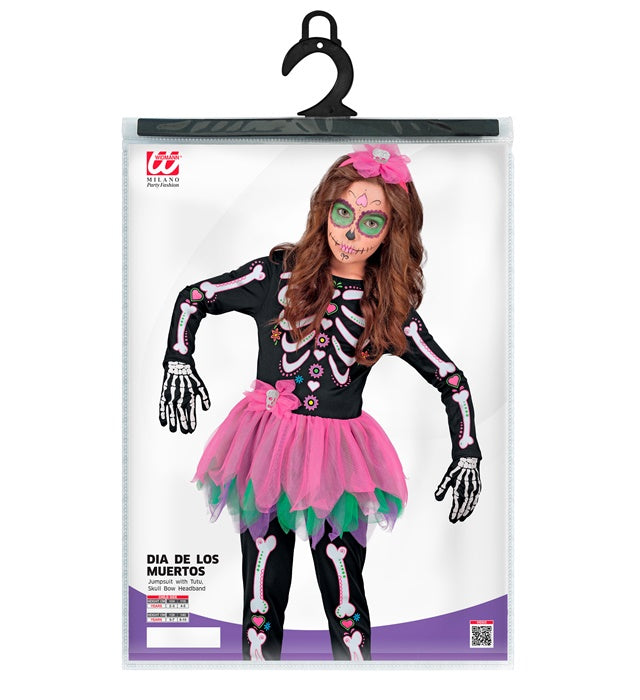 Skelton  Jumpsuit With Tutu, Skull Bow Headband 