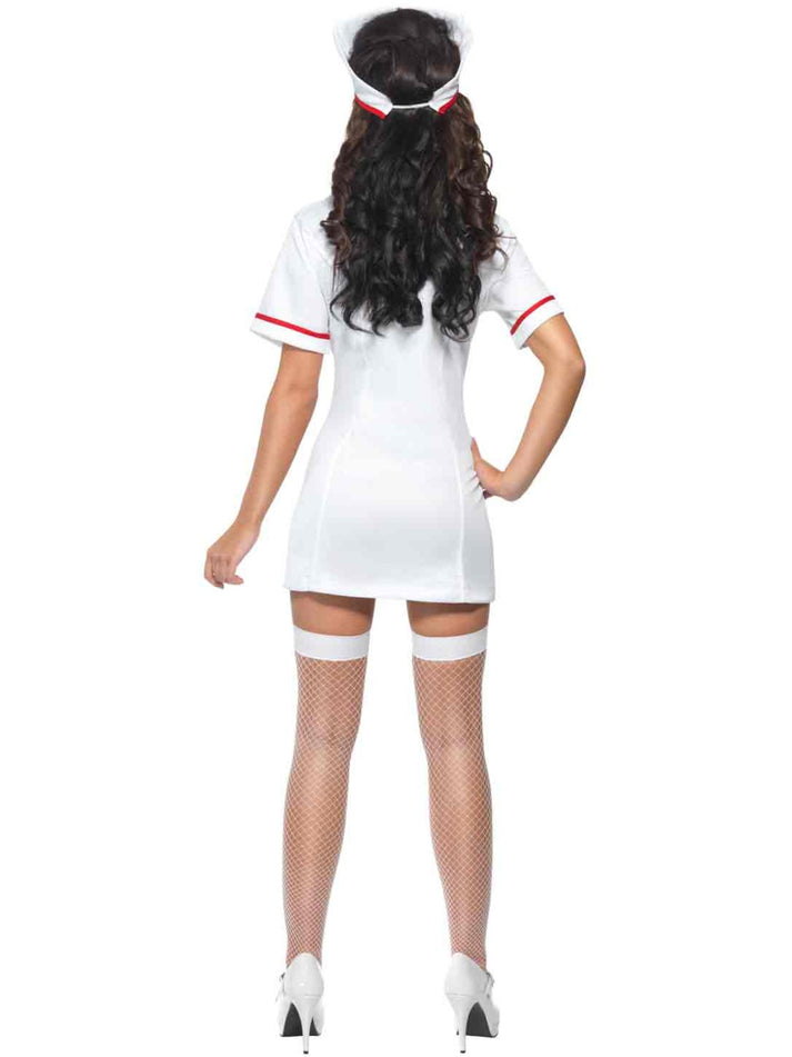 Fever No Nonsense Nurse Costume Adult White Red Dress and Hat