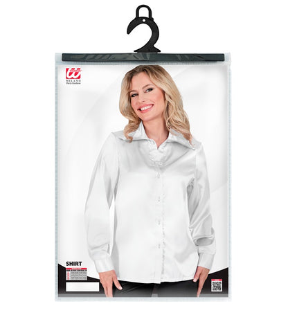Satin White 70S Disco Shirt