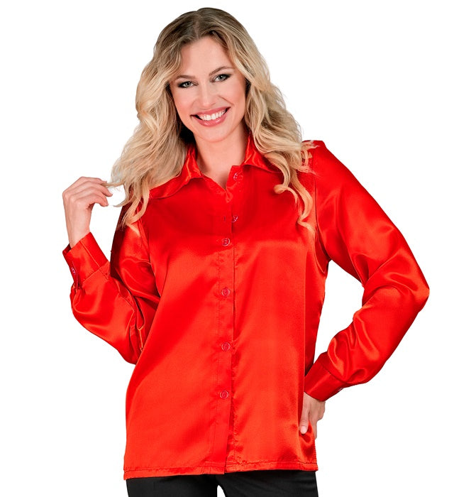 Satin Red 70S Disco Shirt