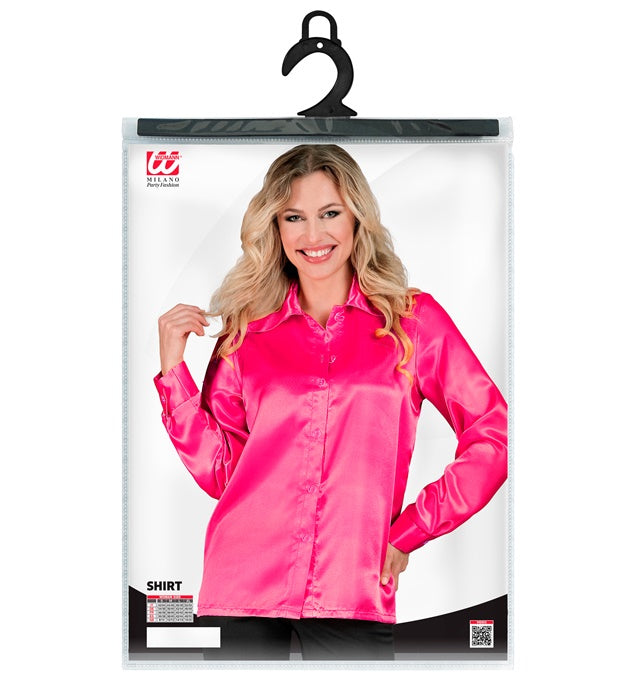 Satin Pink 70S Disco Shirt